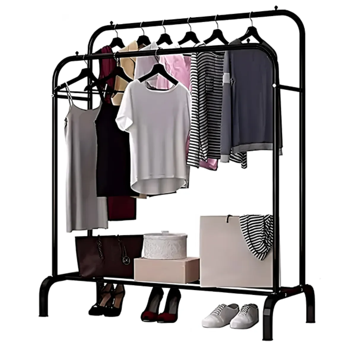 CRUSEC - Perchero Organizador Estante De Ropa Multiuso De Metal - Negro