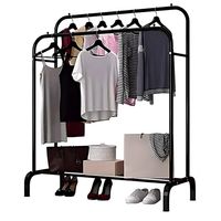 Perchero Organizador Estante De Ropa Multiuso De Metal - Negro