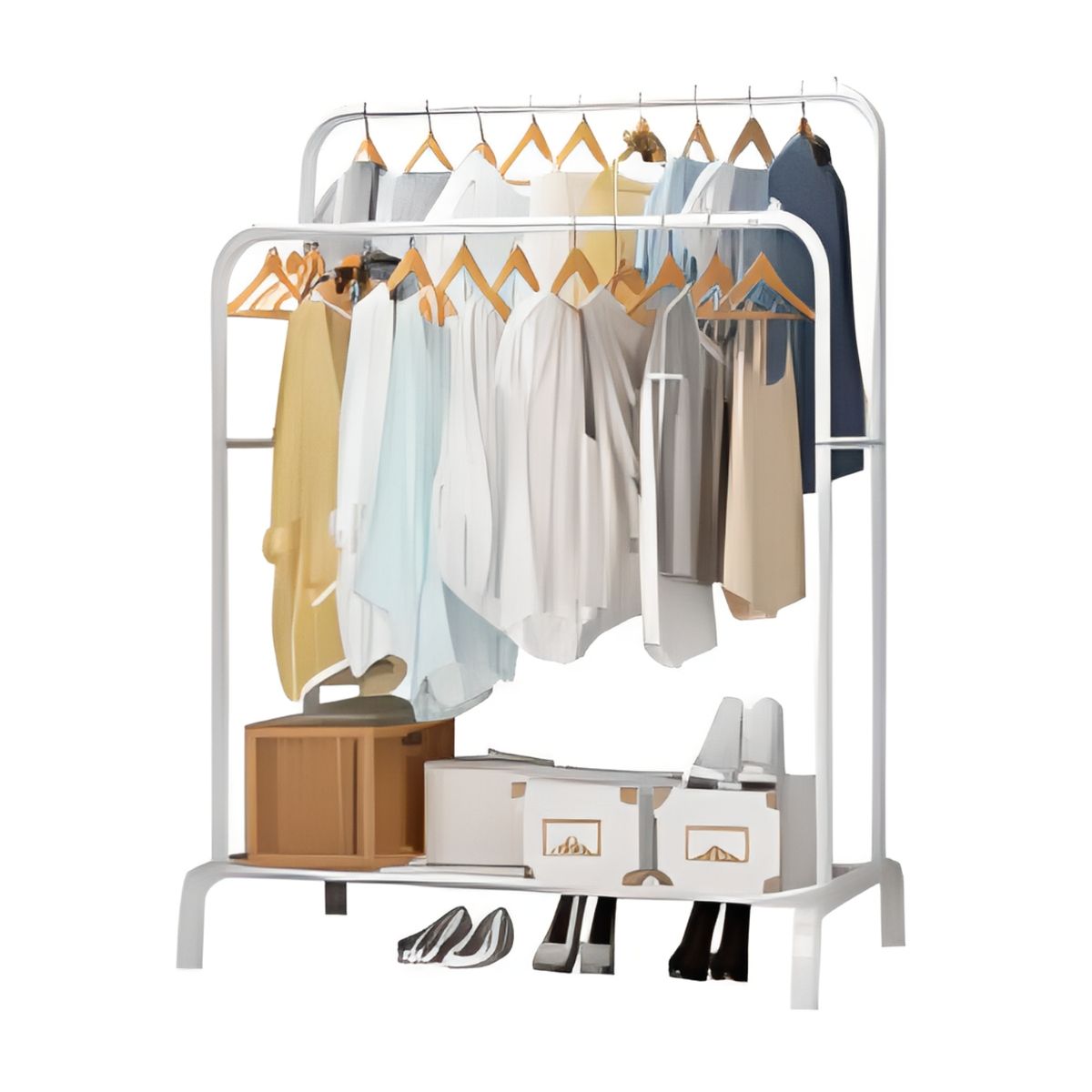 CRUSEC - Perchero Organizador Estante De Ropa Multiuso De Metal - Blanco