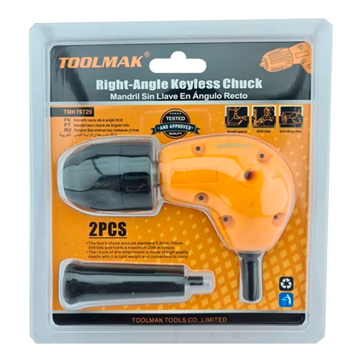 GENERICO - Mandril Sin Llave En Angulo Recto Para Taladro Toolmak