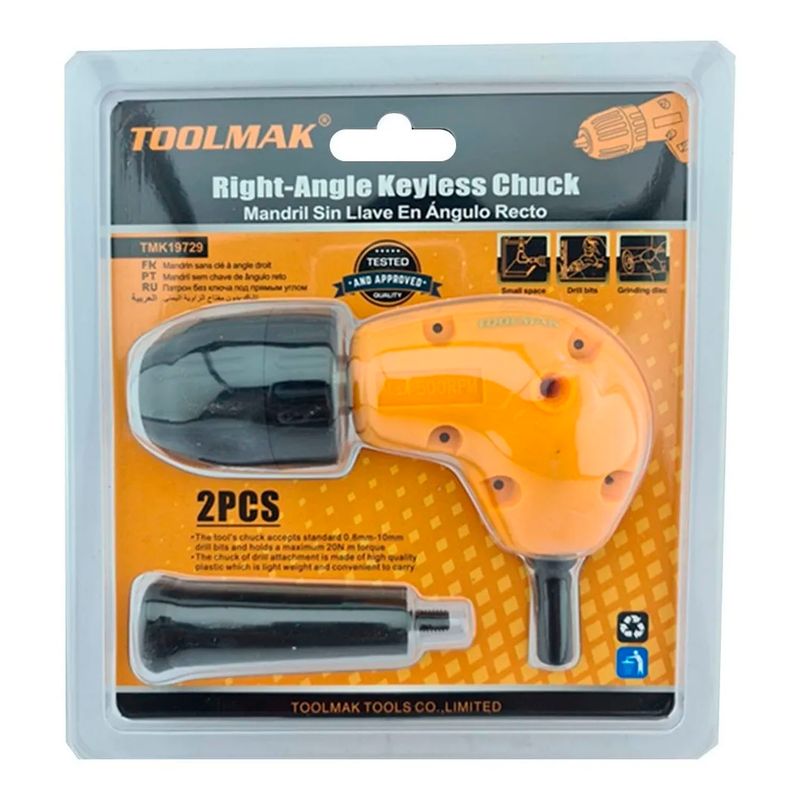 GENERICO - Mandril Sin Llave En Angulo Recto Para Taladro Toolmak
