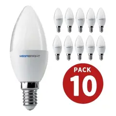 GENERICO - Ampolleta Led Vela 5w E14 Fría Pack 10 Unidades.