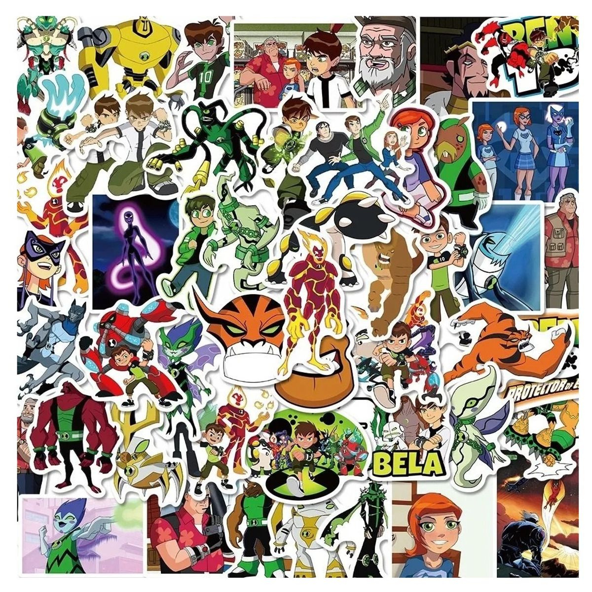 GARSIL - 50 Stickers De Ben 10  - Etiquetas Autoadhesivas