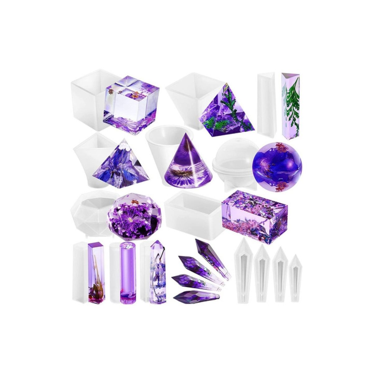 GENERICO - Set De 16 Moldes De Silicona Surtidos Para Resina Epoxica