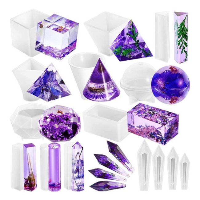 GENERICO - Set De 16 Moldes De Silicona Surtidos Para Resina Epoxica