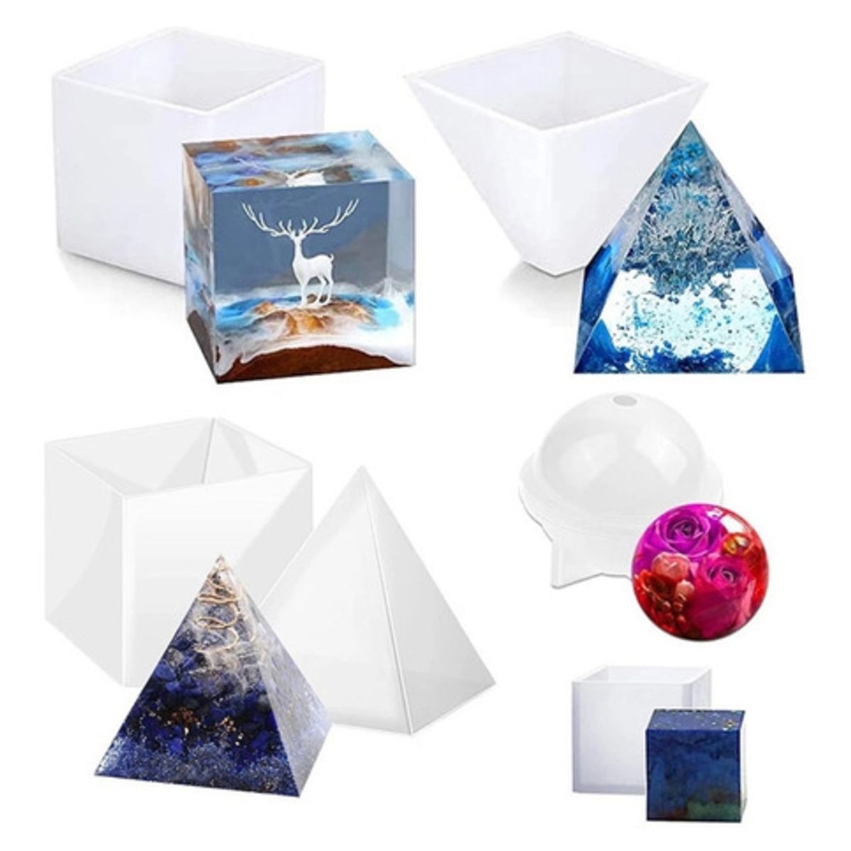 GENERICO - Set De 16 Moldes De Silicona Surtidos Para Resina Epoxica