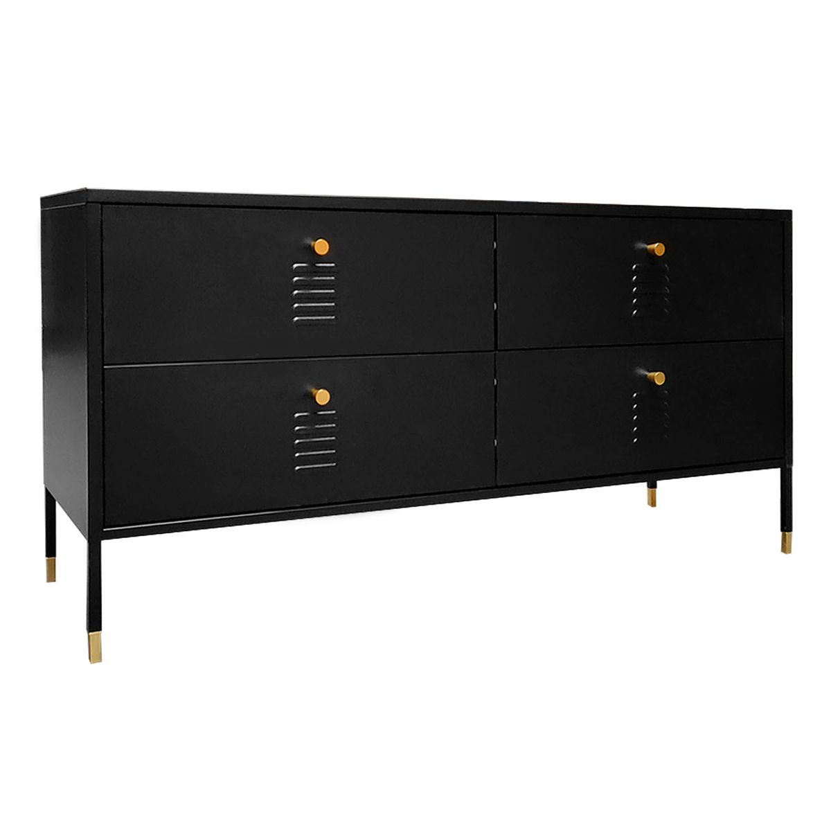 MOBITAT - Cómoda tipo Rack 4 cajones metálica Negra