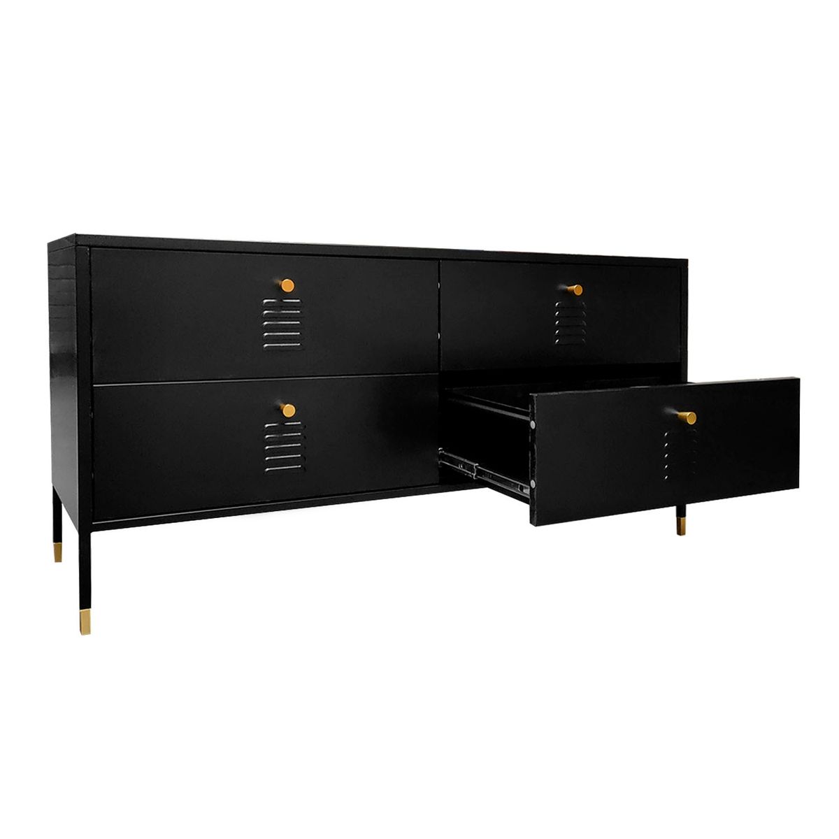 MOBITAT - Cómoda tipo Rack 4 cajones metálica Negra