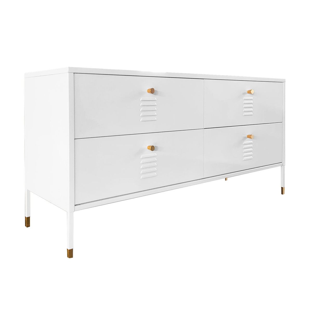 MOBITAT - Cómoda tipo Rack 4 cajones metálica Blanca