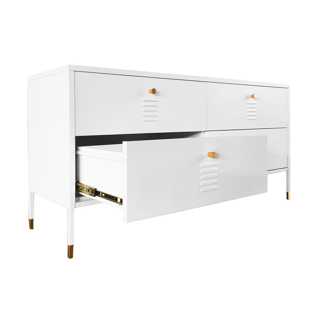 MOBITAT - Cómoda tipo Rack 4 cajones metálica Blanca