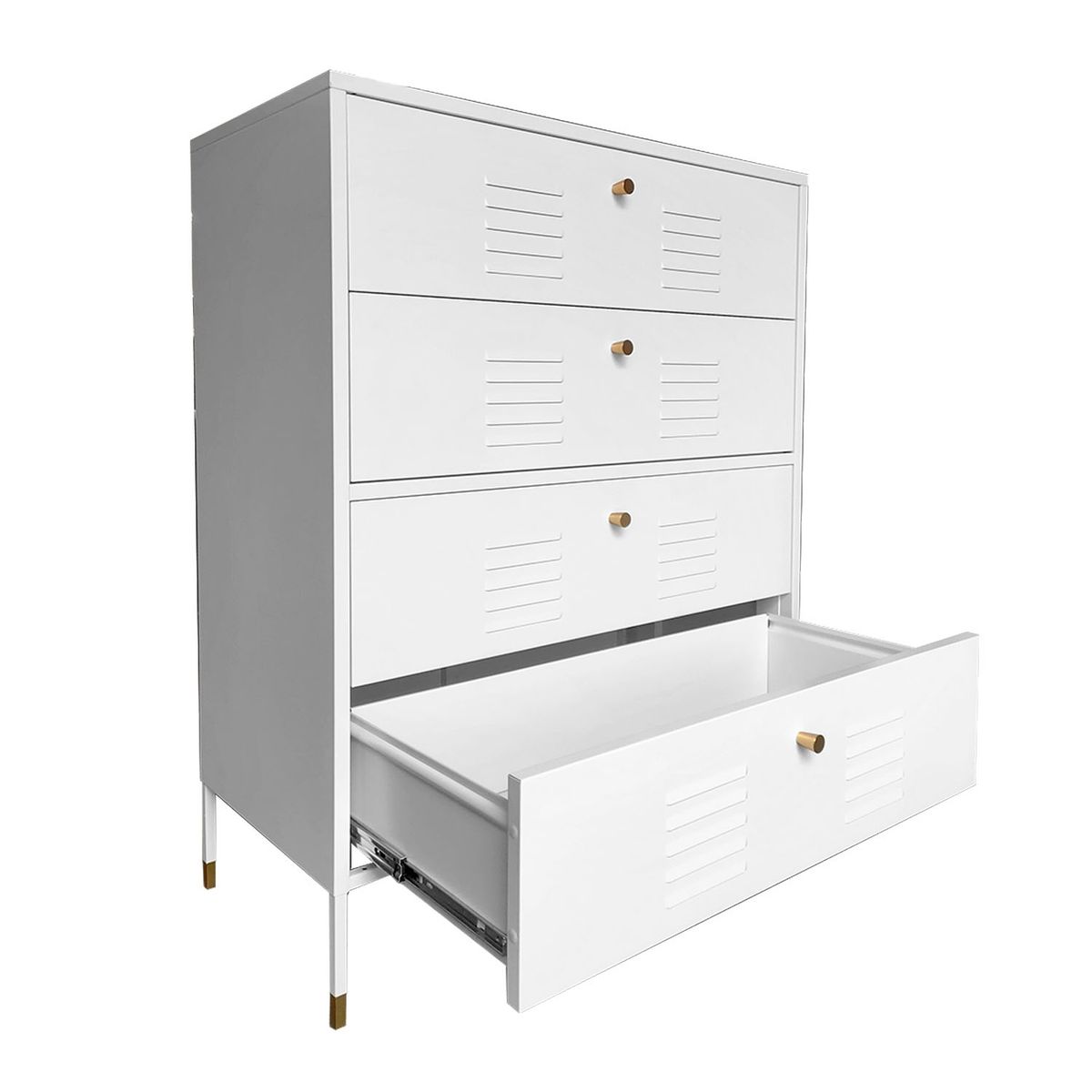 MOBITAT - Cómoda 4 cajones metálica Blanca