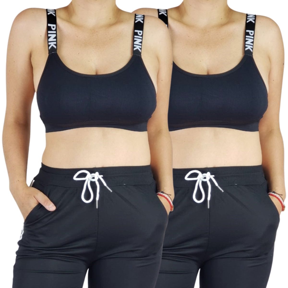 LOOK SHOP - Pack 2 Sostén Top Elasticado Mujer Deportivo Suave Pink
