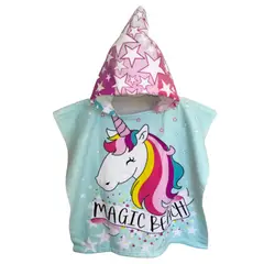 GENERICO - Toalla Poncho Para Niños Diseño Unicornio Agua Talla S