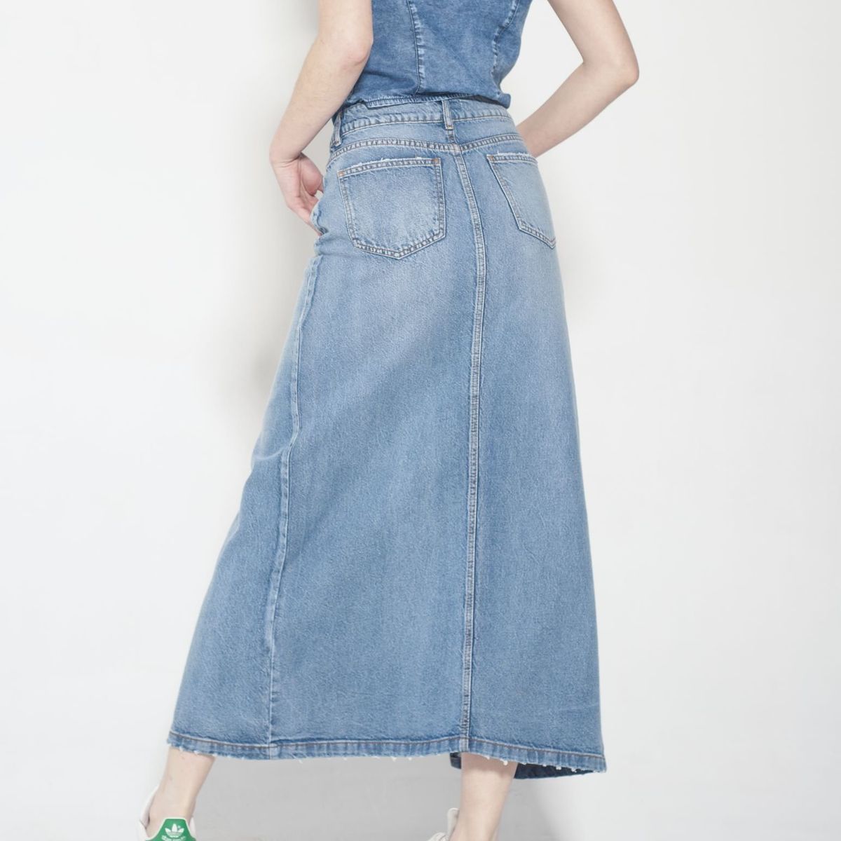 MOMCHIC - Falda larga Sofia Azul