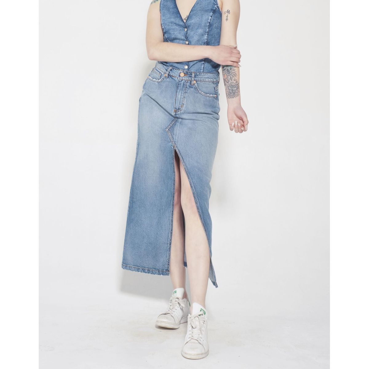 MOMCHIC - Falda larga Sofia Azul