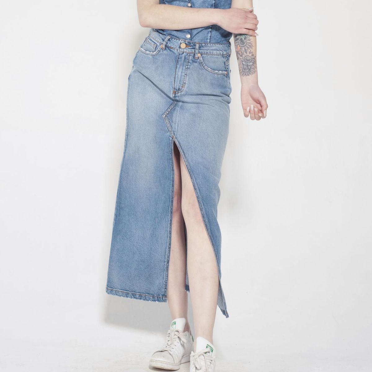 MOMCHIC - Falda larga Sofia Azul