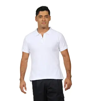 90 GRADOS - Polera Pique Hombre Manga Corta Blanca
