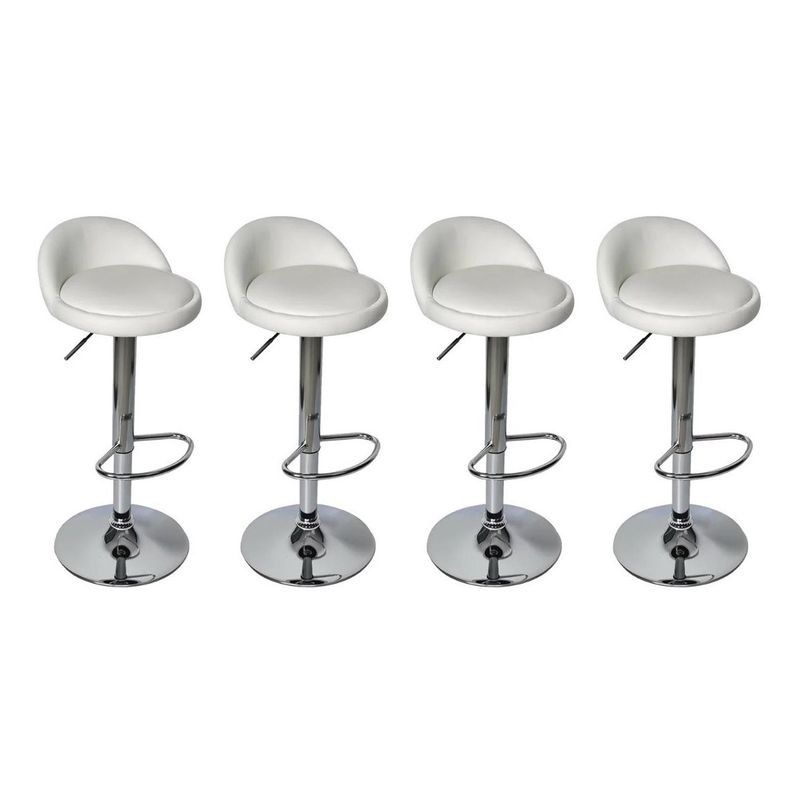 GLOBAL LATIN GROUP - Pack 4 Piso Bar Taburete Giratorio de Altura Regulable - Blanco