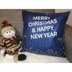 GENERICO - Funda de cojin de Navidad - Color Azul Merry Christmas