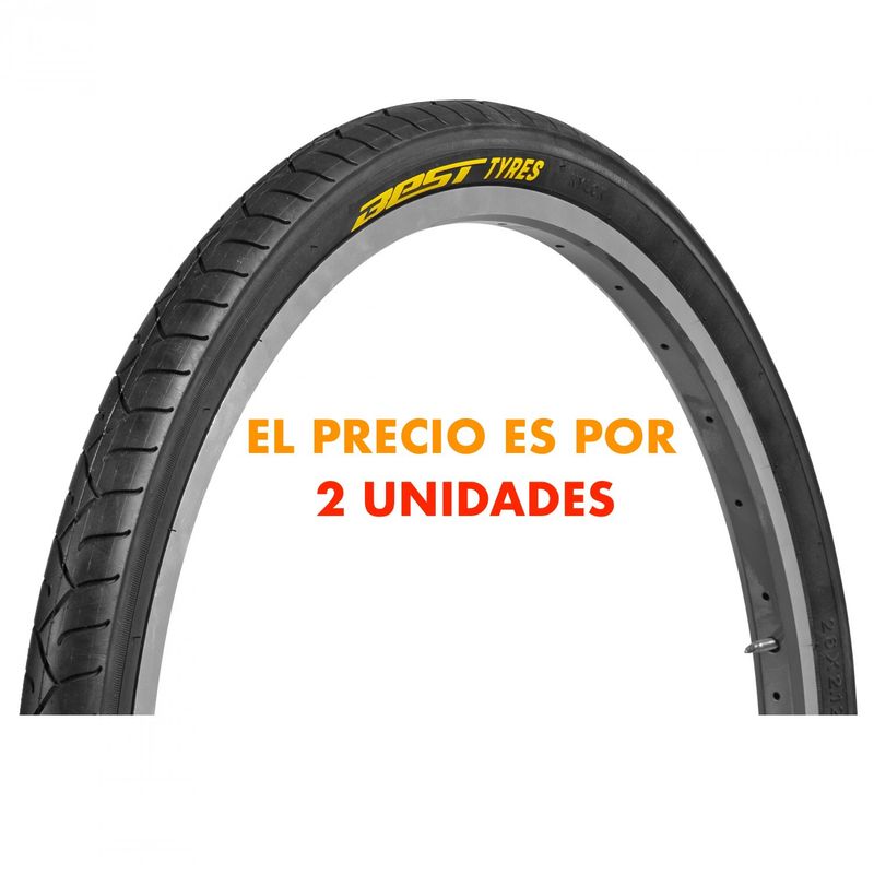 BEST - Pack X 2 Neumáticos Bicicleta Aro 26 Lisos Urbanos Rodillo