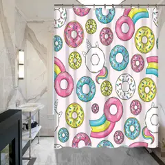 GENERICO - Set mat de piso y cortina de baño Donas