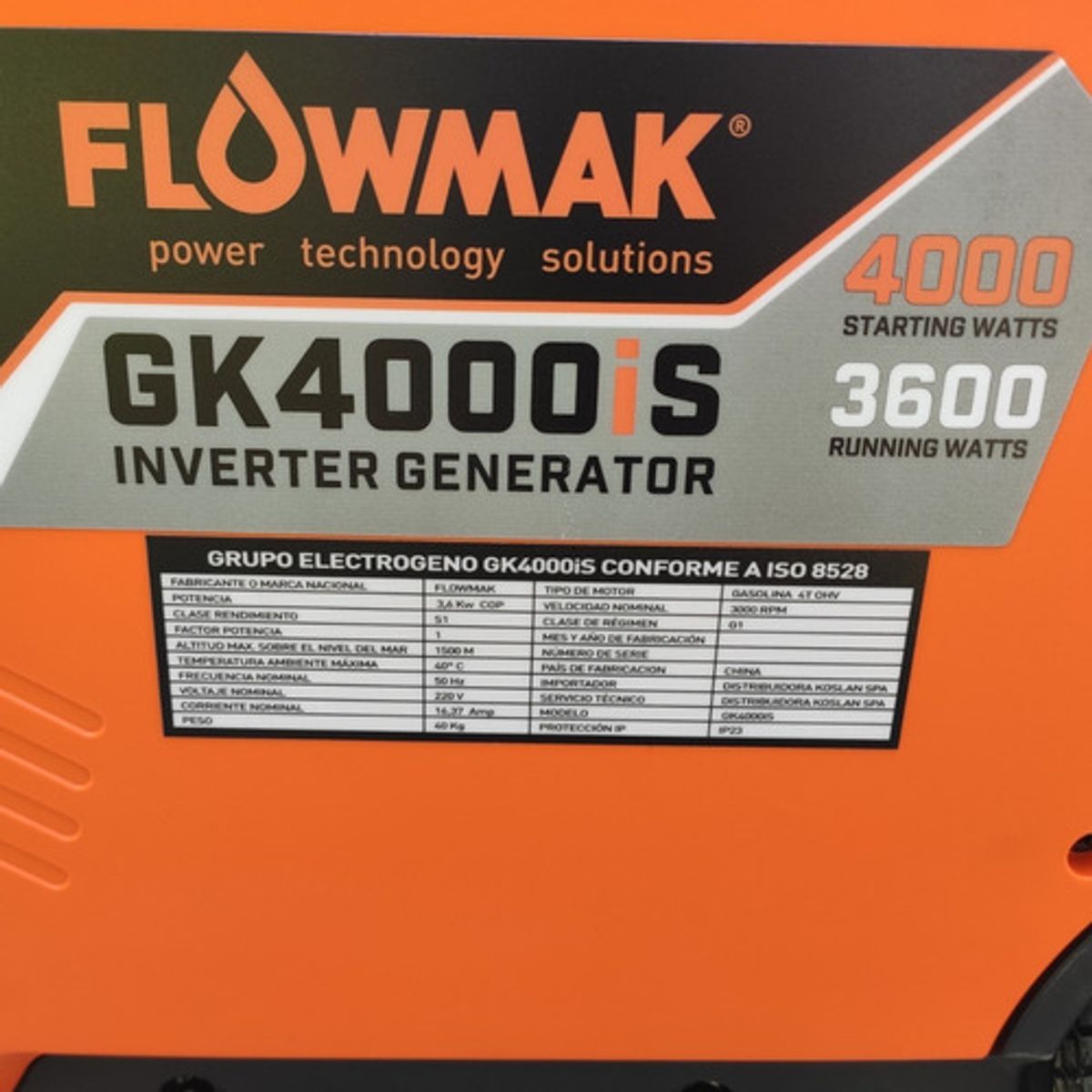 FLOWMAK - Generador Flowmak Gasolina Gk4000is Inverter 220v 3600w_.