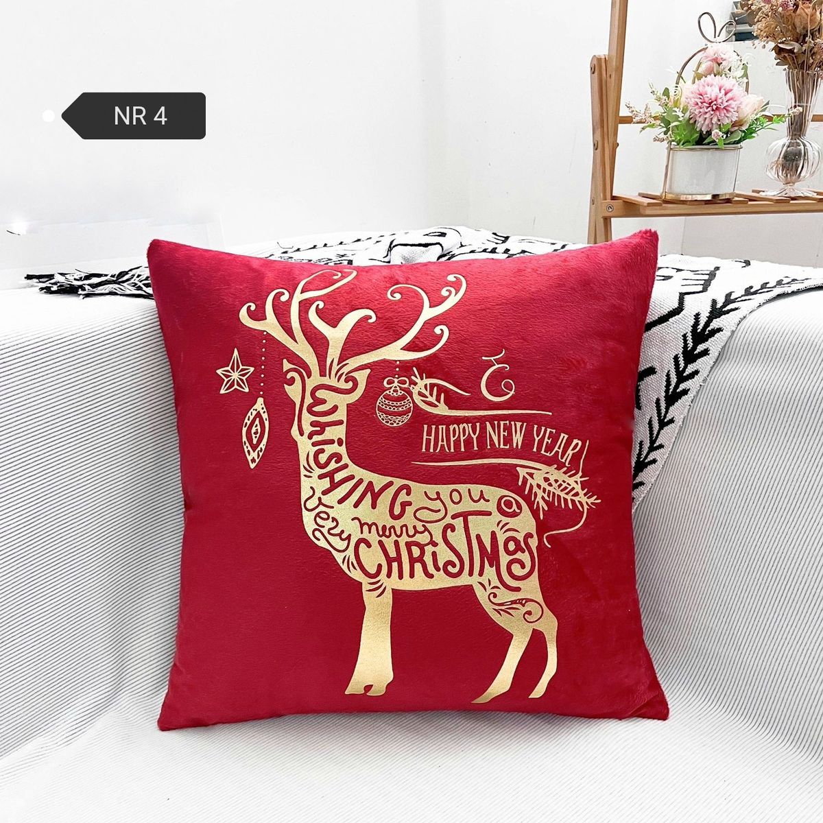 GENERICO - Fundas de cojín de Navidad Rojo pack de cuatro surtidas