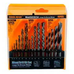 GENERICO - Juego De Brocas Para Madera Cemento Metal 16 Piezas Tmk19937