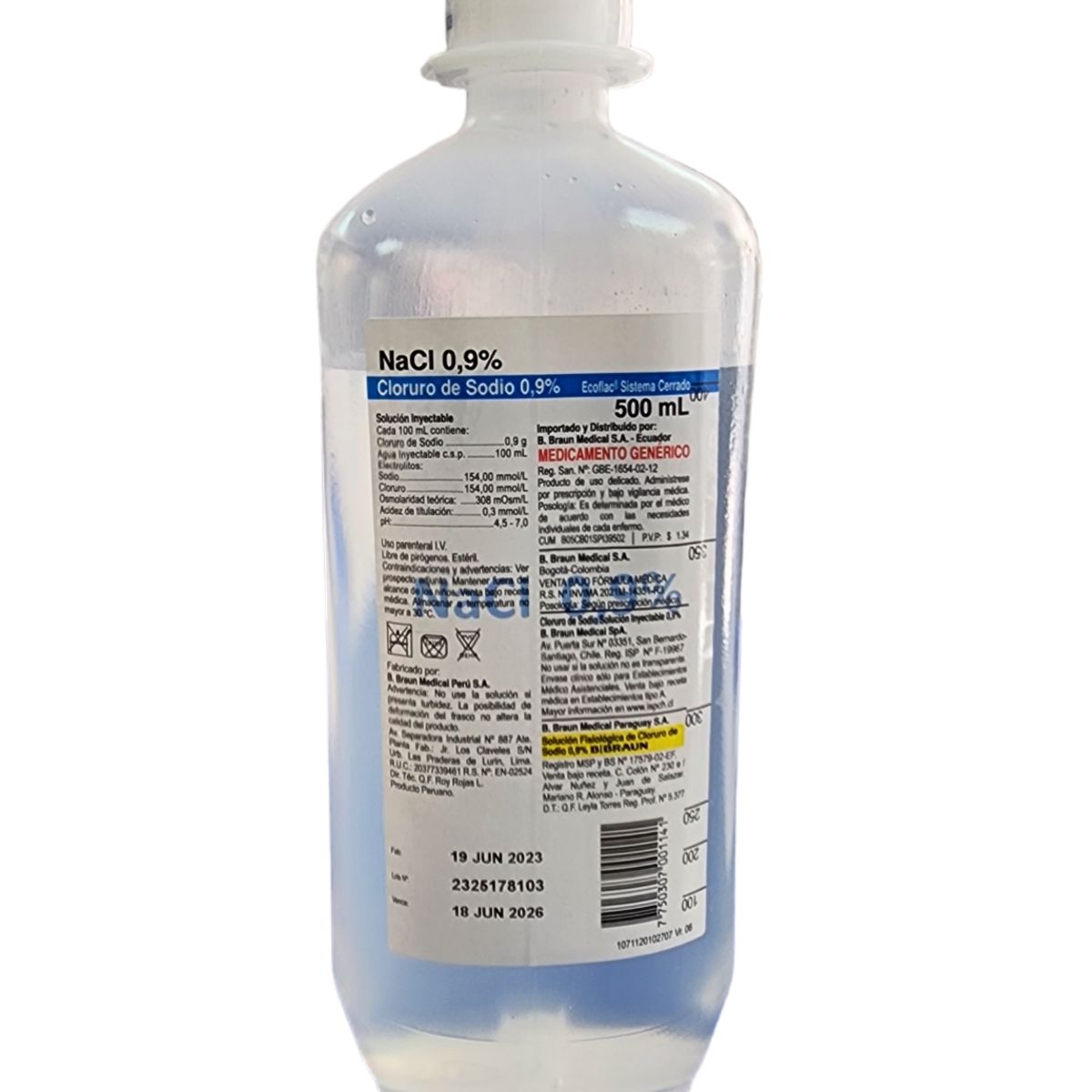 BRAUN - SUERO FISIOLÓGICO 500ML 0,9% CAJA 24 UNIDADES BRAUN