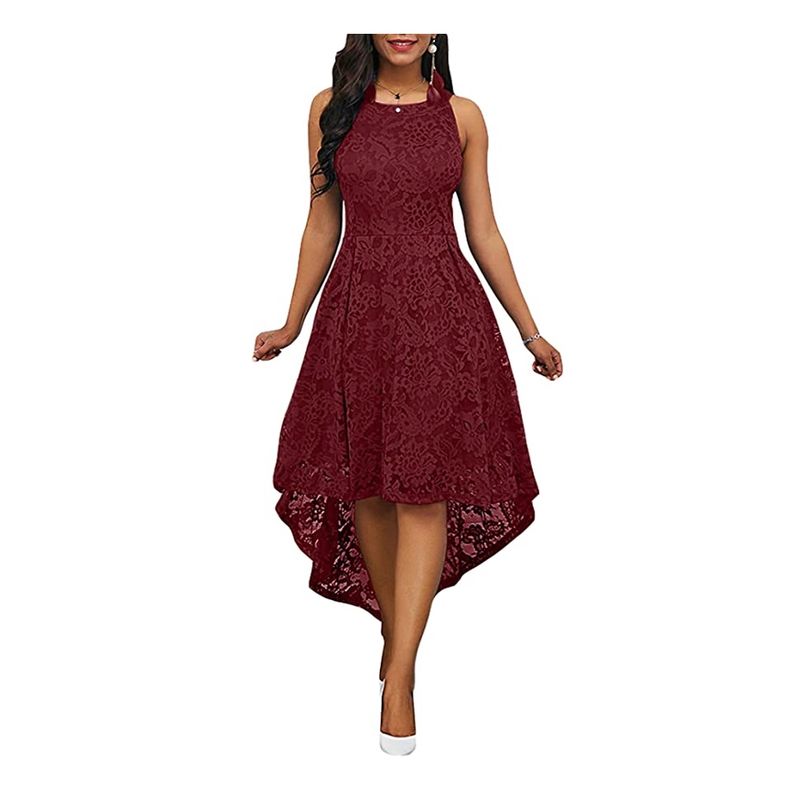 HENNE CLOTHING - Vestido de Fiesta Corto con Transparencia - encaje
