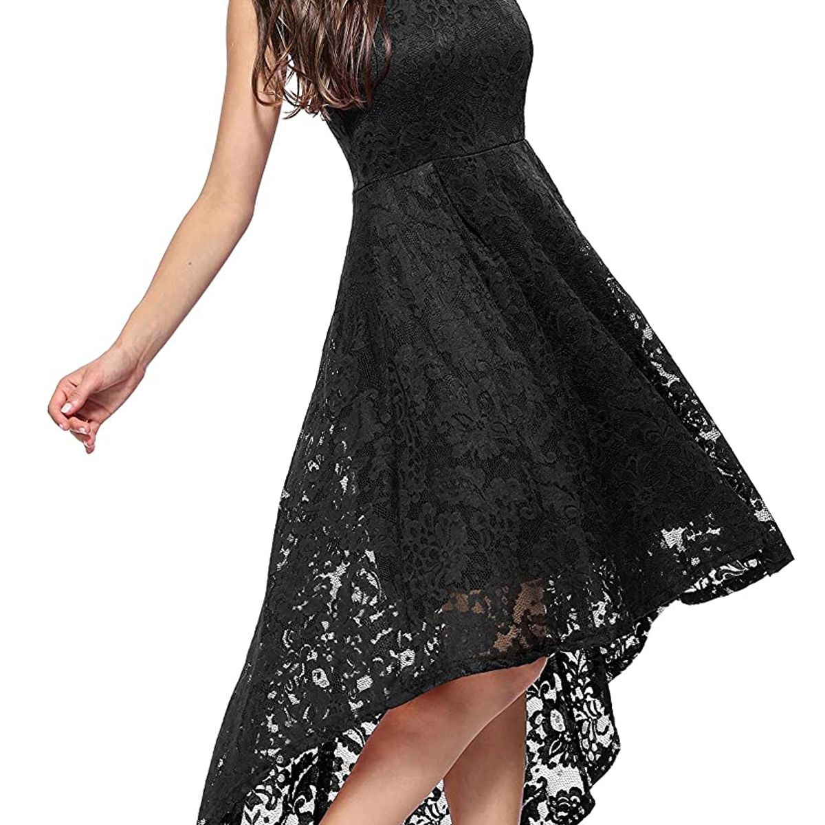 HENNE CLOTHING - Vestido de Fiesta Corto con Transparencia - encaje