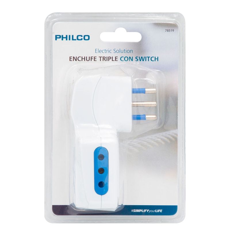 PHILCO - Enchufe Philco Triple C/Swithch 2P + T 10A 250V PHILCO