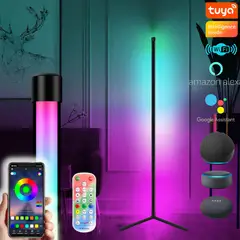 D MOTICA - Lampara De Pie Led Wifi Inteligente Ambiental Blancos y color RGB-IC