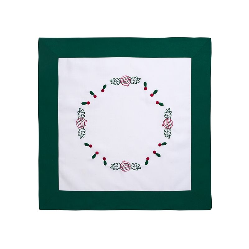 VELUTTI - Carpeta Mantel Bordada Navidad 85x85 Verde Velutti