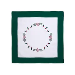 VELUTTI - Carpeta Mantel Bordada Navidad 85x85 Verde