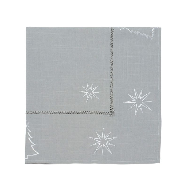 VELUTTI - Carpeta Mantel Bordada Navidad 85x85 Gris Velutti