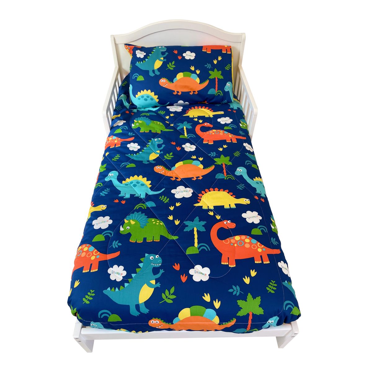 COBABY - SET ROPA PARA CAMA DE TRANSICIÓN DINO 100% ALGODON DE 4 PIEZAS