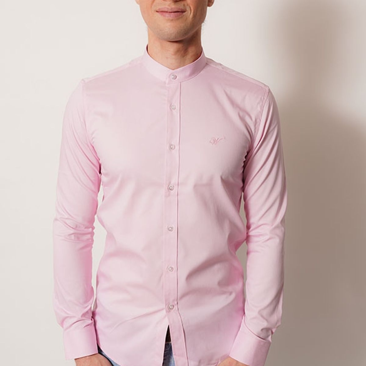 WHITE CLOTHING - Camisa cuello mao rosa manga larga fit White Clothing
