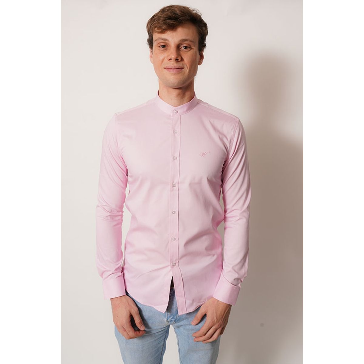 WHITE CLOTHING - Camisa cuello mao rosa manga larga fit White Clothing