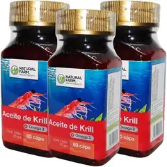 NATURAL FARM - Aceite De Krill Nf 3 Frascos 3x60 Capsula Blanda. Omega 3 Epa / Dha