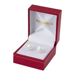 MALLORCA - Aros de Perla de de 10 mm Vastago plata - Blanco