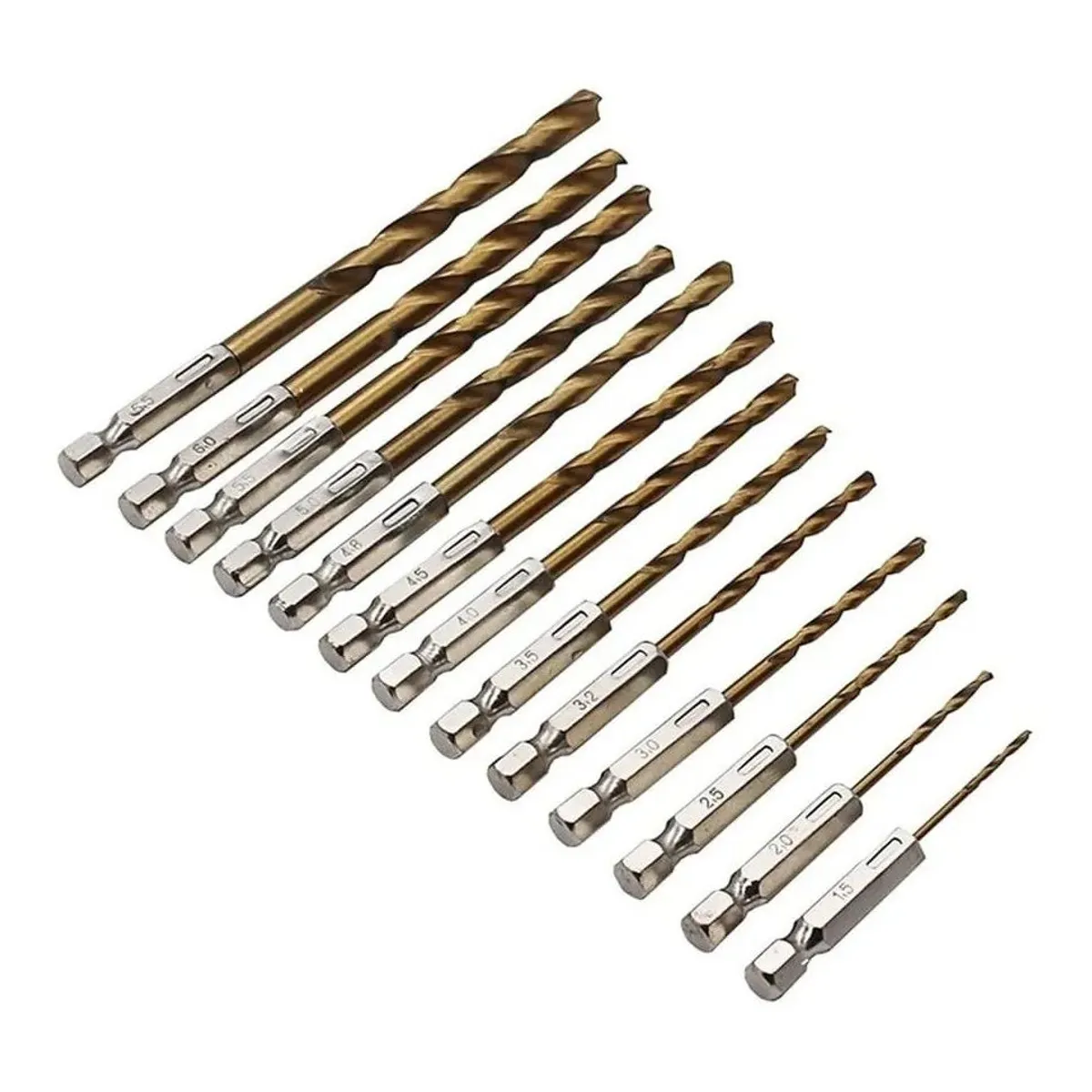 KUANGYE - 13 Brocas Hss Titanio Toma Hexagonal Para Metal Madera