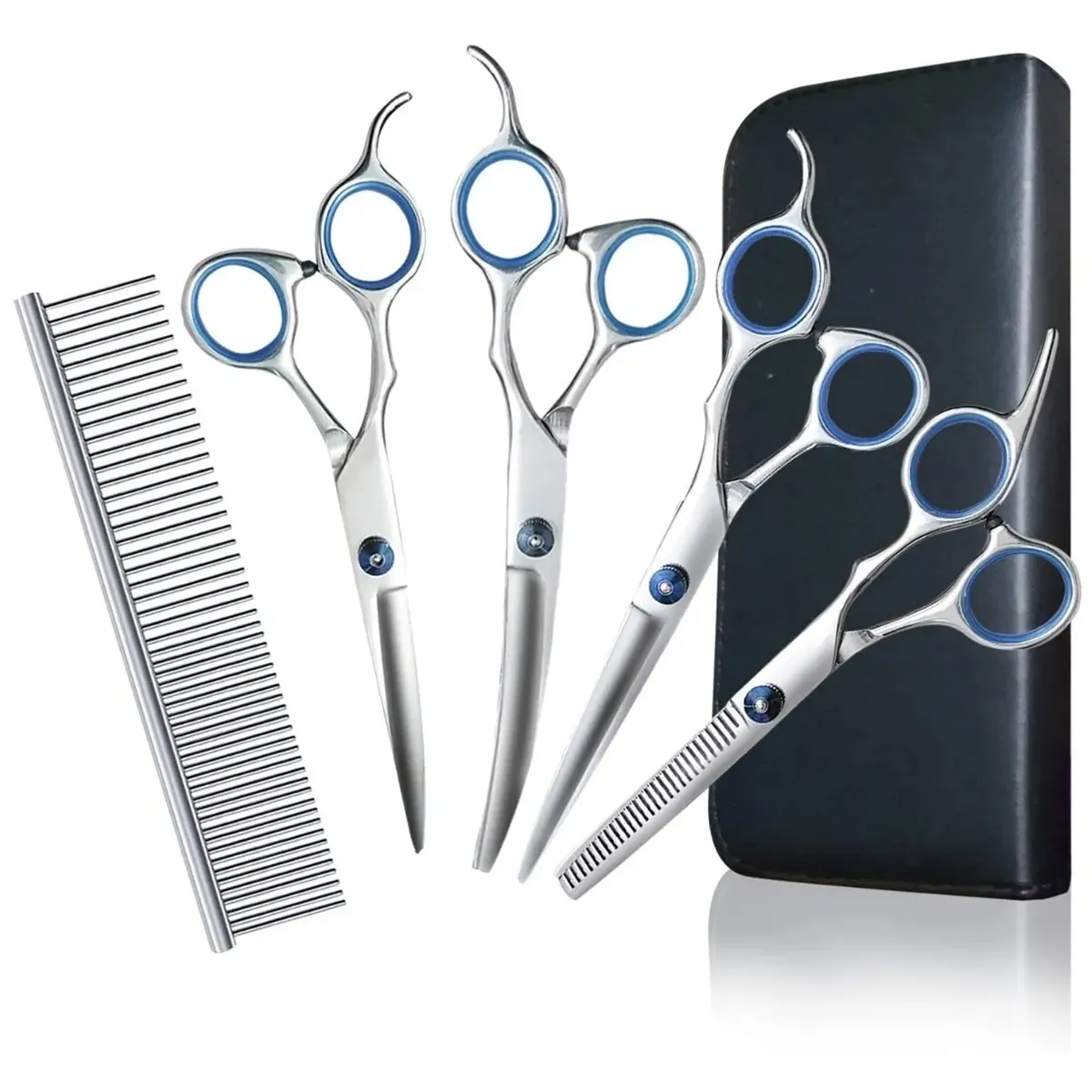 KUANGYE - Set De Tijeras Peluquería Canina Perros Corta Pelo 4 Tijeras