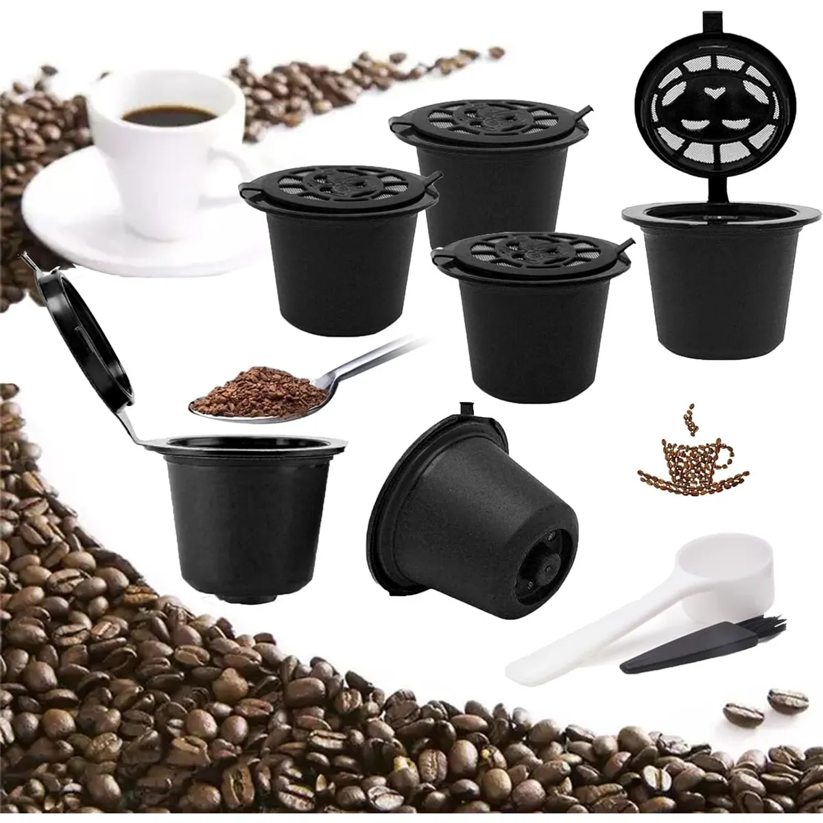 KUANGYE - 6 Capsulas Reutilizables Para Nespresso Cafetera