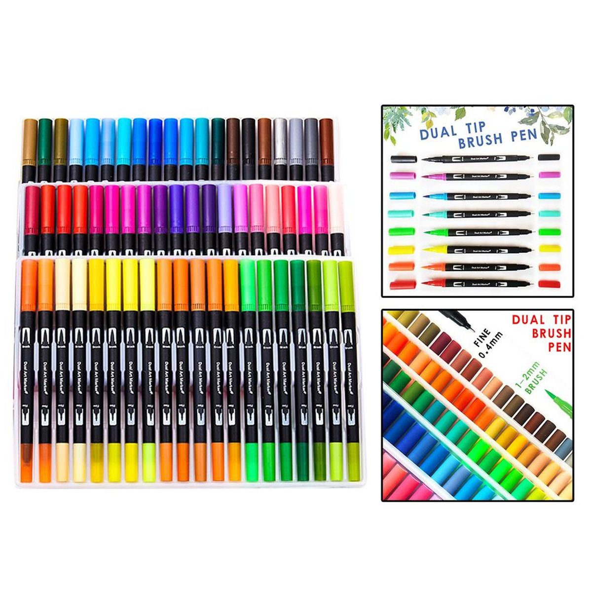 DE TODO Y MAS - Marcadores De Doble Punta Tipo Pincel 60 Colores DETODOYMAS