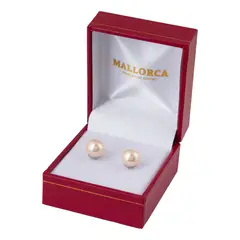 MALLORCA - Aros Perla de 8 mm Vastago Acero - Oriente Rosado