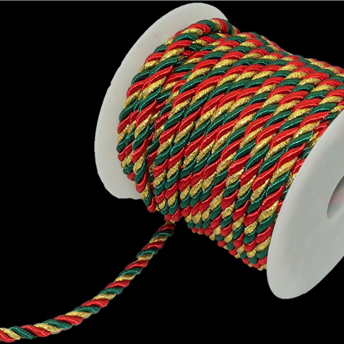 GENERICO - Cordón navideño verde, rojo y dorado 5mm 10 mts
