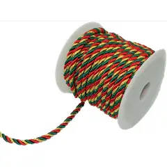 GENERICO - Cordón navideño verde, rojo y dorado 5mm 10 mts