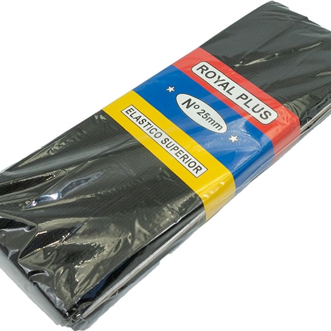 GENERICO - Elástico Negro 25mm de ancho, pieza de 10 mts