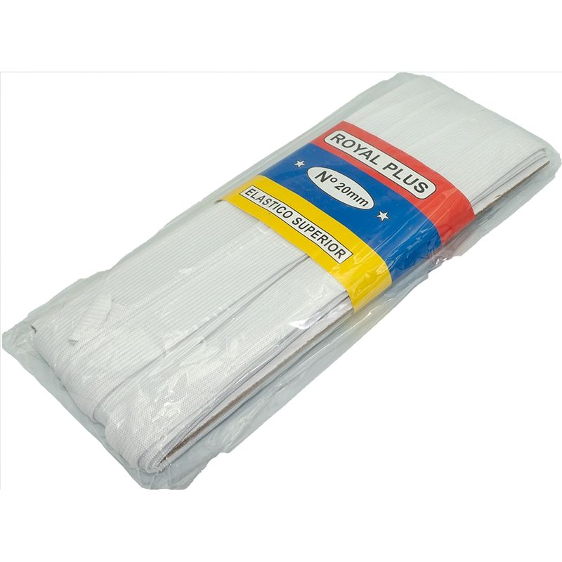 GENERICO - Elástico Blanco 20mm de ancho, pieza de 10 mts